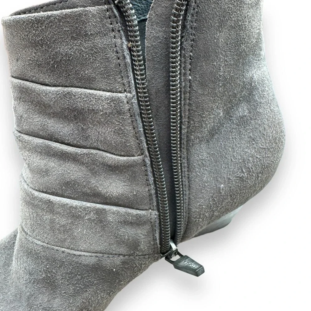 Dansko Ankle Boots Womens Size 37 Gray Suede Minimalist Workwear‎ Cozy Slip On